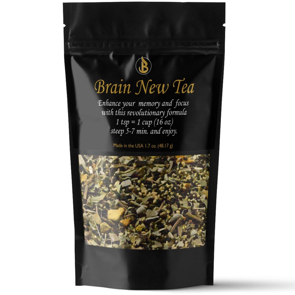 Brain New Tea - Mental Clarity, Ergänzungen für Memory & Focus Boost, Nootropic, Brain Fog Relief mit Bacopa, Yerba Mate, Rhodiola Rosea, Gingko Biloba, Gotu Kola, Reishi.