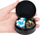 2 Compartment Metall Pille Box - Wasserdichte Aluminium Travel Pille Case Tägliche Geldbörse Tasche Medizin Container, tragbare Pille Organizer Halter für Medikamente, Vitamine, Fischöle