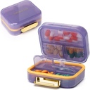 Toplive 7 Compartiments Portable Pill Organizer Travel Medicine Pill Organizer, Hydraure Proof Small Pill Case Pill Holder Daily Pill Container Box for Fish Oil Vitamines, Purple