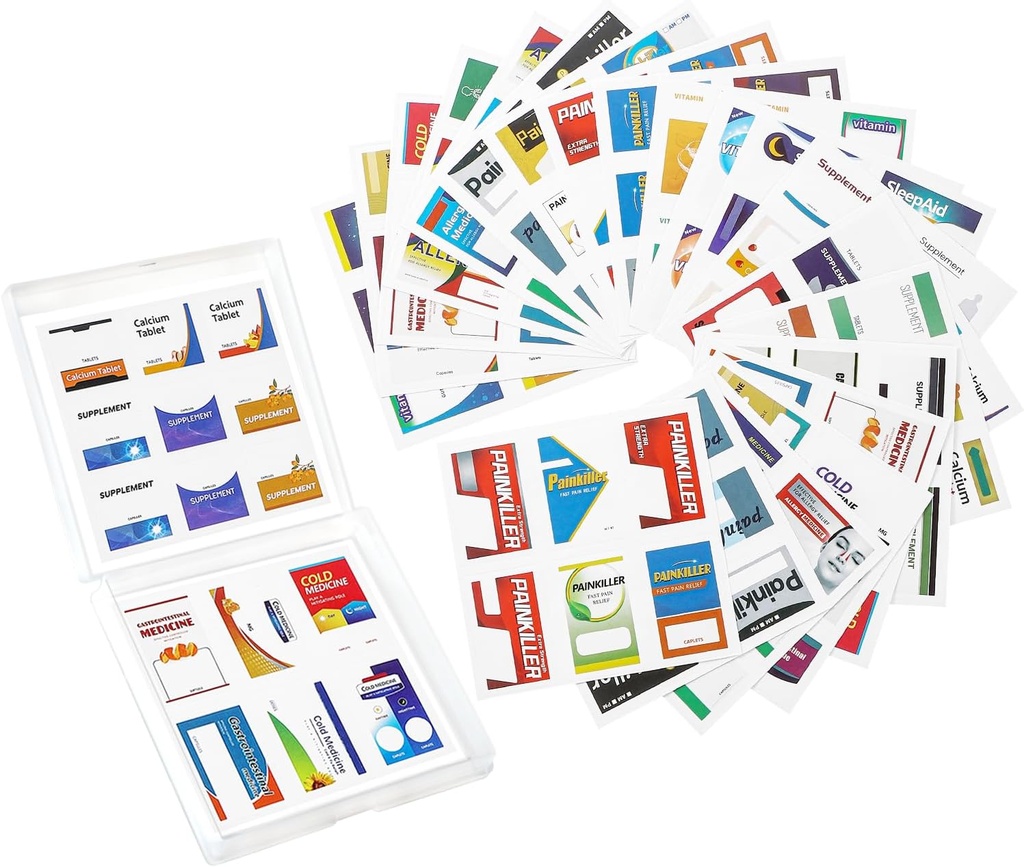Adesivi Etichette di Medicina per Organizzatori di Pillole - 240 Pcs, Identificare rapidamente Droghe, casa ed essenziali di viaggio, Adatto per Farmaco tascabile,Pill Box, Bottiglia di Pillola, Sacchetti di Pochette (240