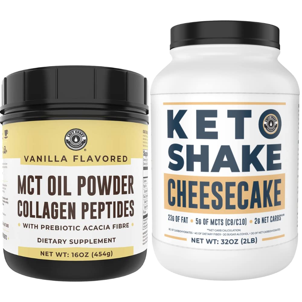 Left Coast Performance Keto MCT Pulver + Kollagen und Keto Cheesecake Mahlzeit Ersatz