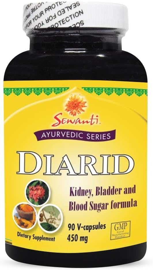 Sewanti Ayurvedic Series Diarid 90 V capsule / 5: 1 estratto di Curcuma Longa, Salacia, Albero Turmerico, Albero di Kino indiano