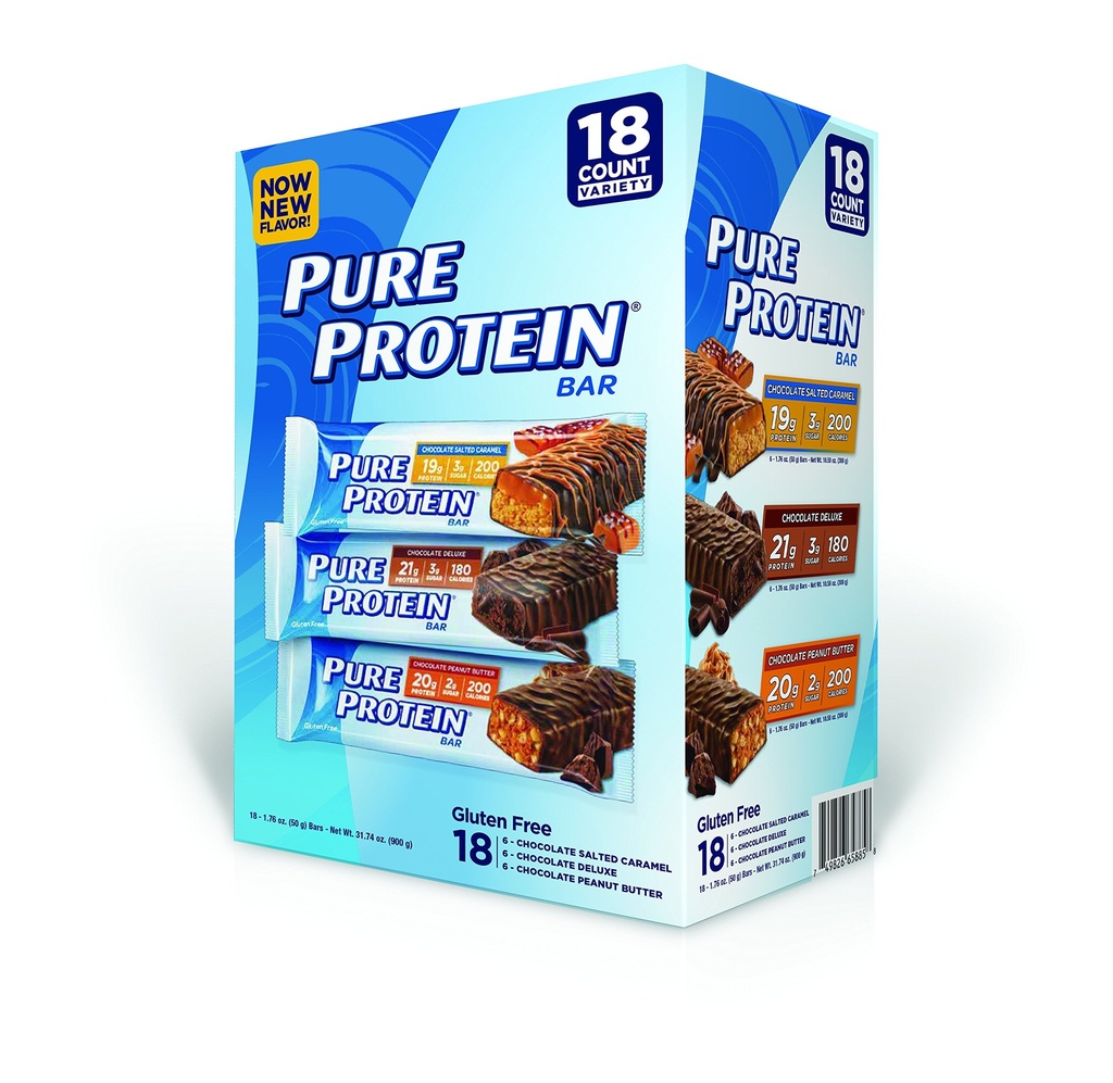 Pure Protein Bar, Schokolade Erdnussbutter/ Gesalzene Karamell/Chocolate Deluxe, 18 Count