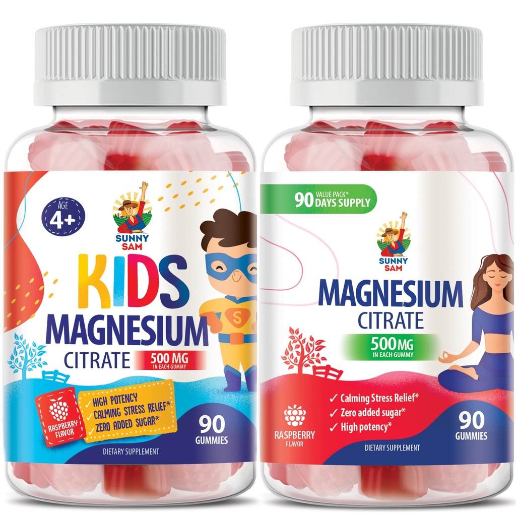 Sanny SAM Magnesium Gummi für Kinder & Erwachsene - 500mg - Kalm Magnesium Kauen - Magnesium Citrat Kaubare Ergänzung für Mood & Muskelunterstützung
