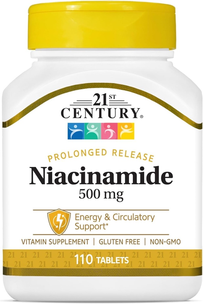 21e siècle Niacinamide 500 mg Comprimés à libération prolongée - 110 ct, boîte de 2