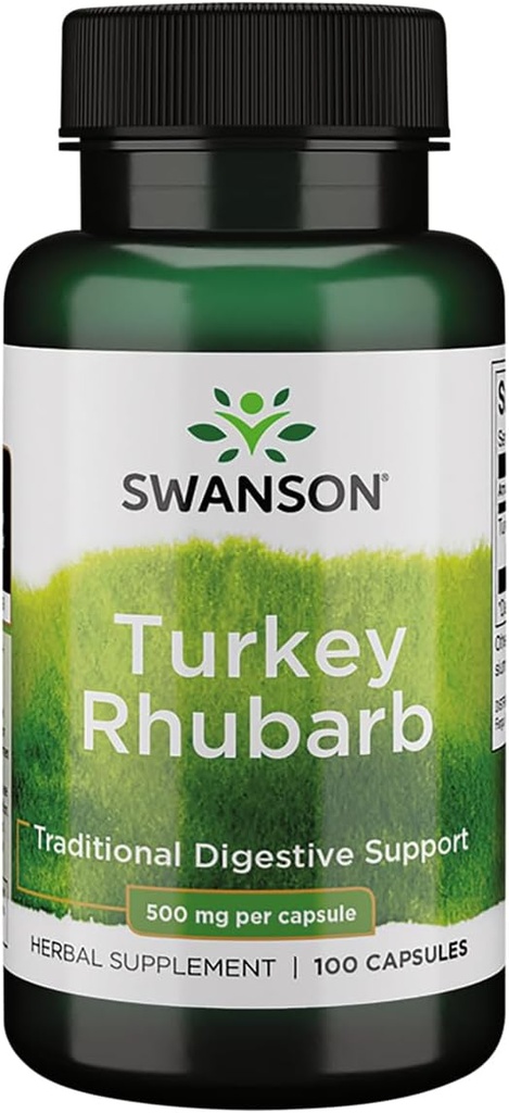 Swanson Turchia Rhubarb - Integratore di erbe tradizionale Promuovere il supporto digestivo e la salute Gastrointestinale - Formula naturale - (100 capsule, 500mg ciascuno)