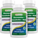 Meilleurs suppléments naturels, glucosamine Chondroïtine et MSM, 2600 mg par portion, (180 Nombre (paquet de 3))