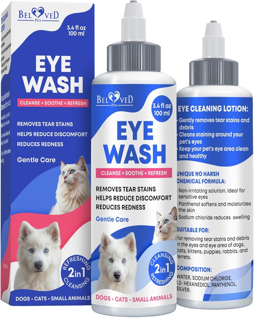 Drops pour les yeux des chiens et traitement de l'infection pour les chiens et les chats – Soothe Infection & Allergie, Soulager les yeux secs et les yeux roses, Laver et nettoyer les dents des animaux de compagnie - Drops pour les yeux chatons pour décharge, rinçage des yeux et flush