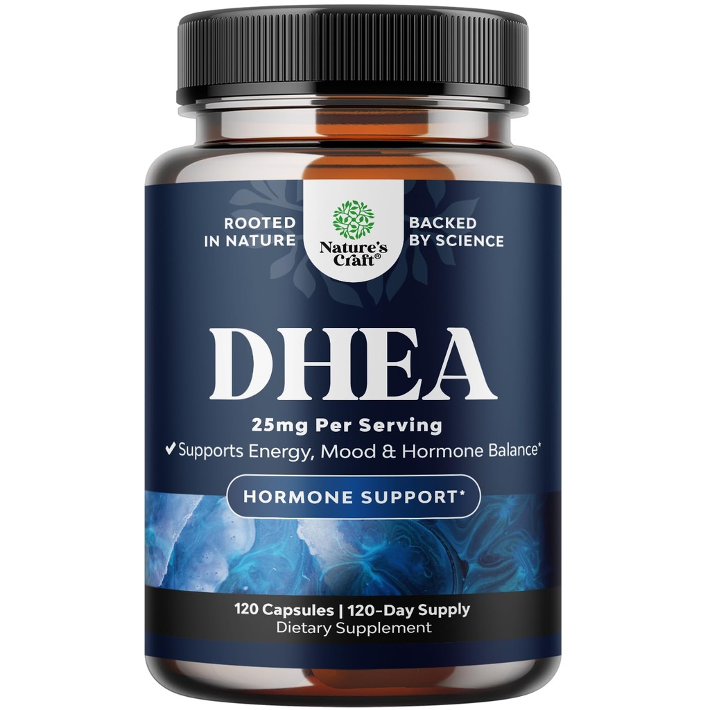 DHEA Supplemento per le donne e gli uomini - DHEA puro 25mg per l'equilibrio dell'ormone, migliora la stabilità dell'umore, la funzione del cervello, il sistema immunitario, l'energia e la fertilità - Dehydroepiandrosterone capsule per gli adulti - 120 Ct