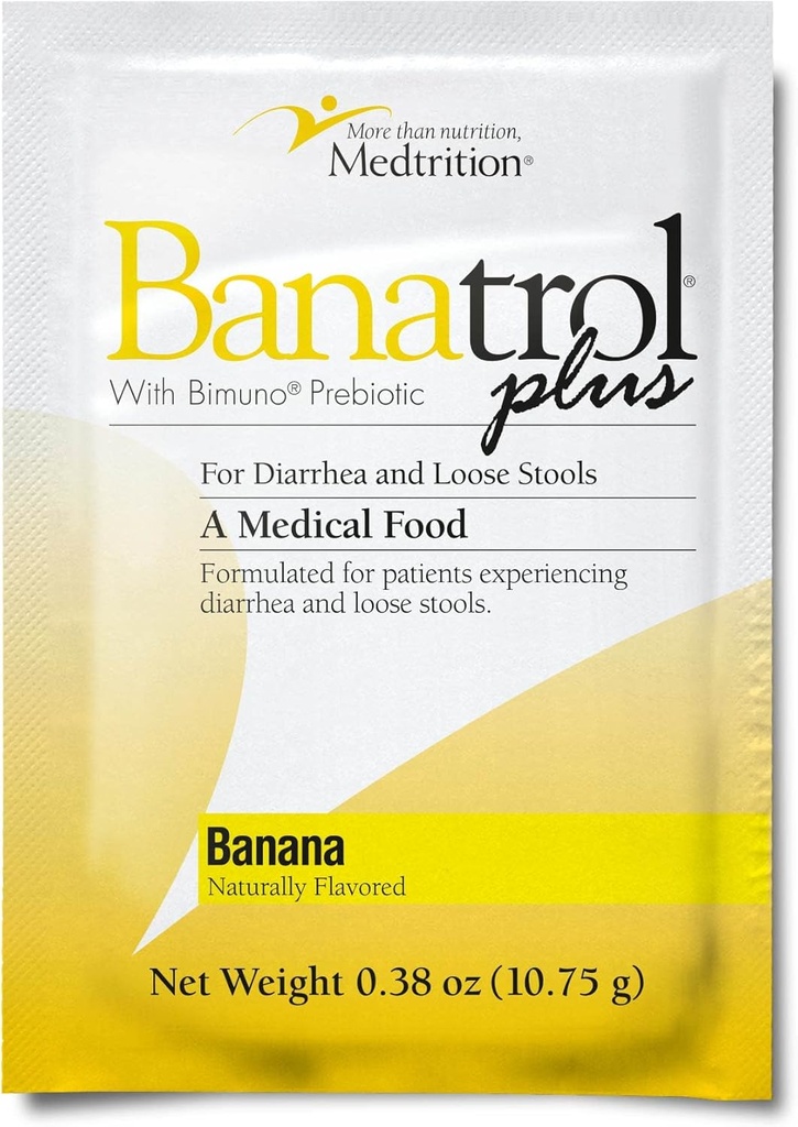 Banatrol Anti-Diarrheal naturale con Prebiotici, Rilievo per IBS, Diarrea ricorrente, Cibo medico clinicamente supportato, Non-Constipazione, 21 Serve (Banana)