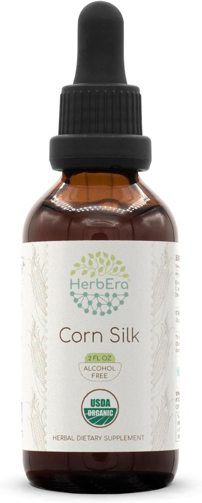 HerbEra Corn Silk B60 USDA Organic Tincture | Alcohol-Free Extract, High-Potency Herbal Drops | Certified Organic Corn Silk (Zea Mays) Seta secca 2 FL OZ
