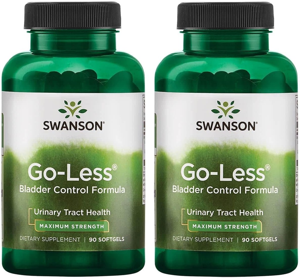 Swanson Go-Less Bladder Formule de contrôle - Promotion de la santé du trac urinaire et le soutien de la vésicule saine - Supplément naturel pour les adultes avec extrait de graines de citrouille - (90 Softgels) 2 Pack