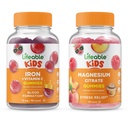Citrate de Magnésium Lifeable Enfants + Fer et Vitamine C Enfants, Gommies Bundle - Grande dégustation, supplément de vitamine, sans gluten, sans OGM, Gummy à croquer