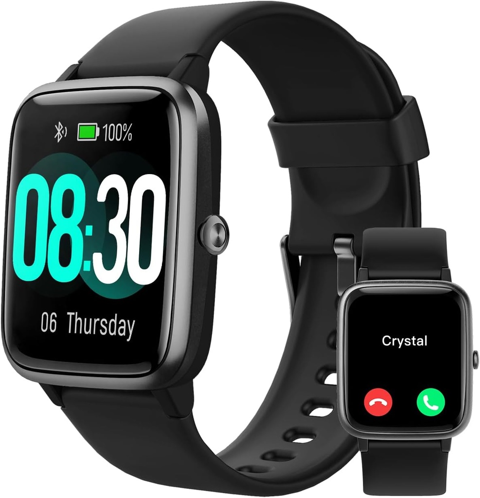 GRV Smart Watch per iOS e Android Phones (Answer/Make Calls), Orologi per Uomo Donne IP68 impermeabile Smartwatch Fitness Tracker Orologio con frequenza cardiaca/Sleep Monitor Passi Calorie Contatore (nero)