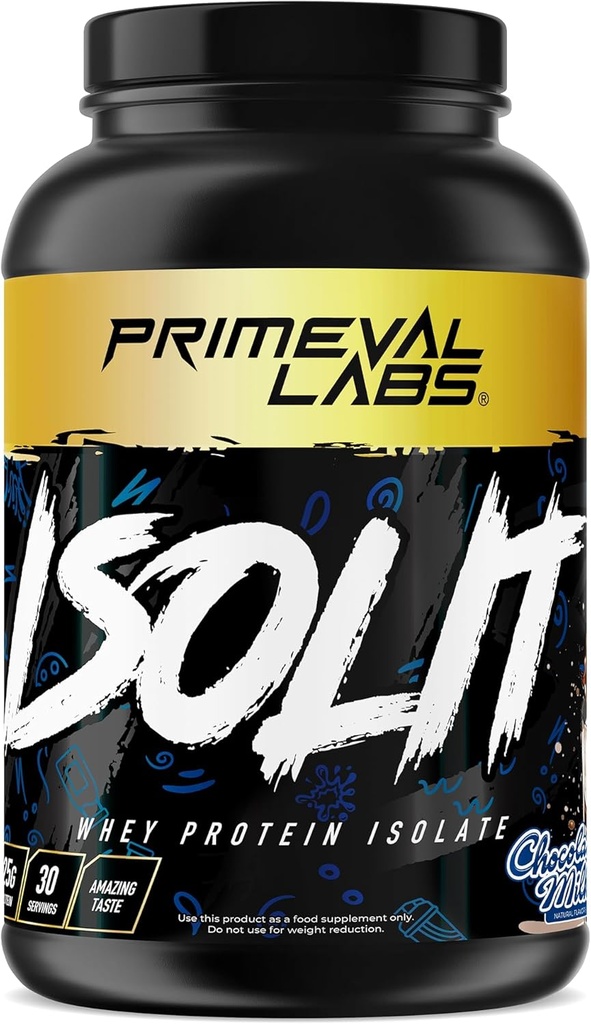 Premierval Labs ISOLIT - Poudre de protéines de lactosérum, 100 % d'isolat de lactosérum, 25g de protéines, BCAA, absorption rapide, digestion facile (Lait de chocolat, 2lb)