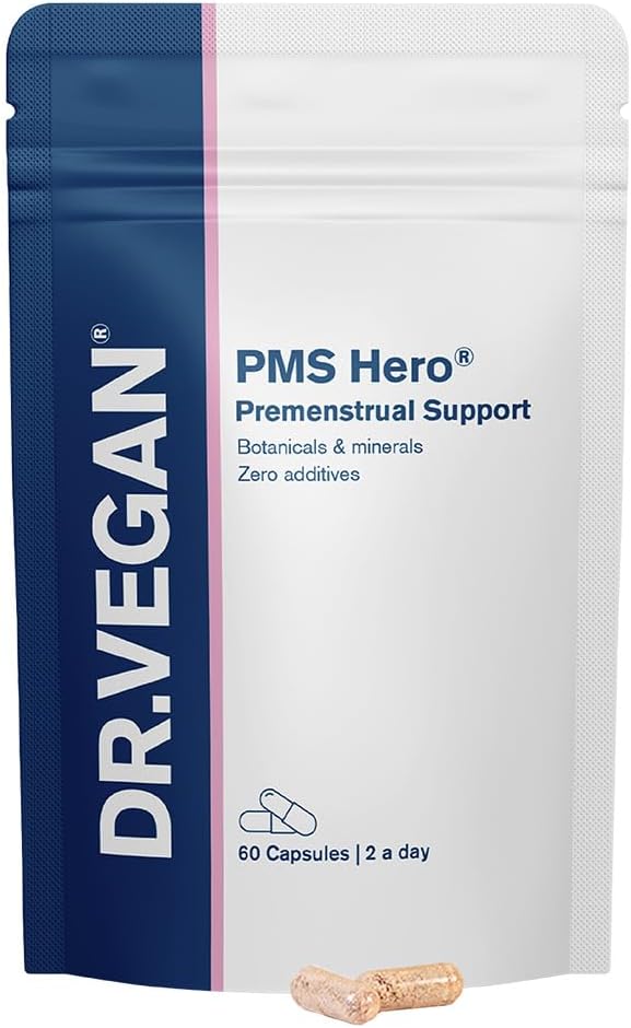 DR.VEGAN PMS Hero, PMS Support Supplement für Frauen und Bloating Relief Formula mit Shatavari, Dong Quai, Dandelion Root und KSM-66 Ashwagandha, 60 Beilagen