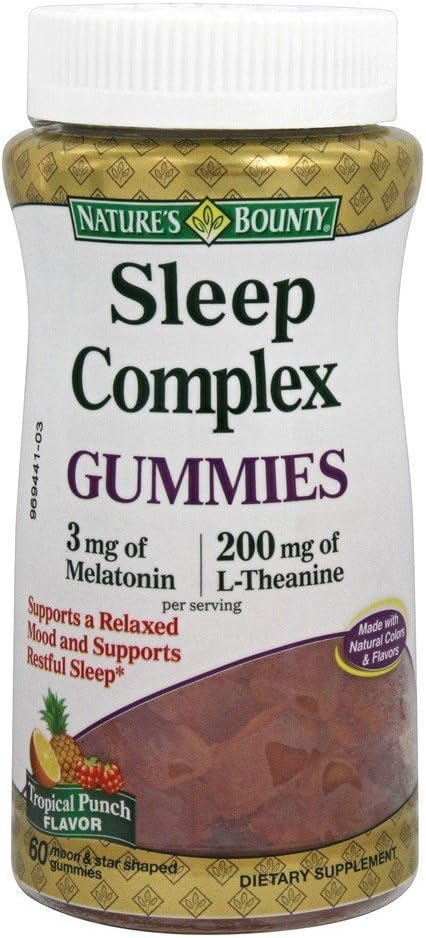 Bounty Sleep Complex Gummies 60ct, 3 millgrammi Melatonin, 200 milligrammi L-Theanine Gummies (2 Pack)