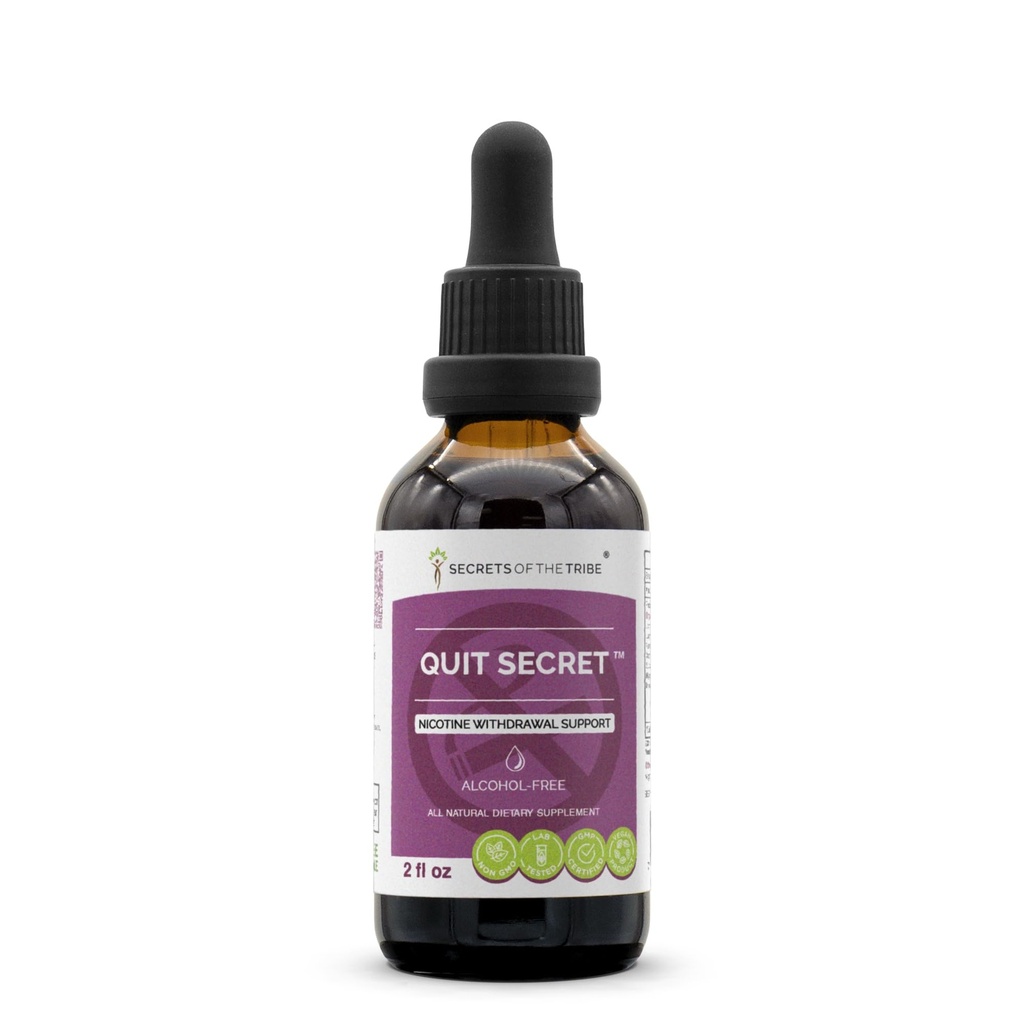 Quitter l'extrait secret sans alcool, réglisse,Lungwort,Nutmeg,St. John's Wort. Teinture de glycérite, soutien au retrait de la nicotine (2 fl oz)