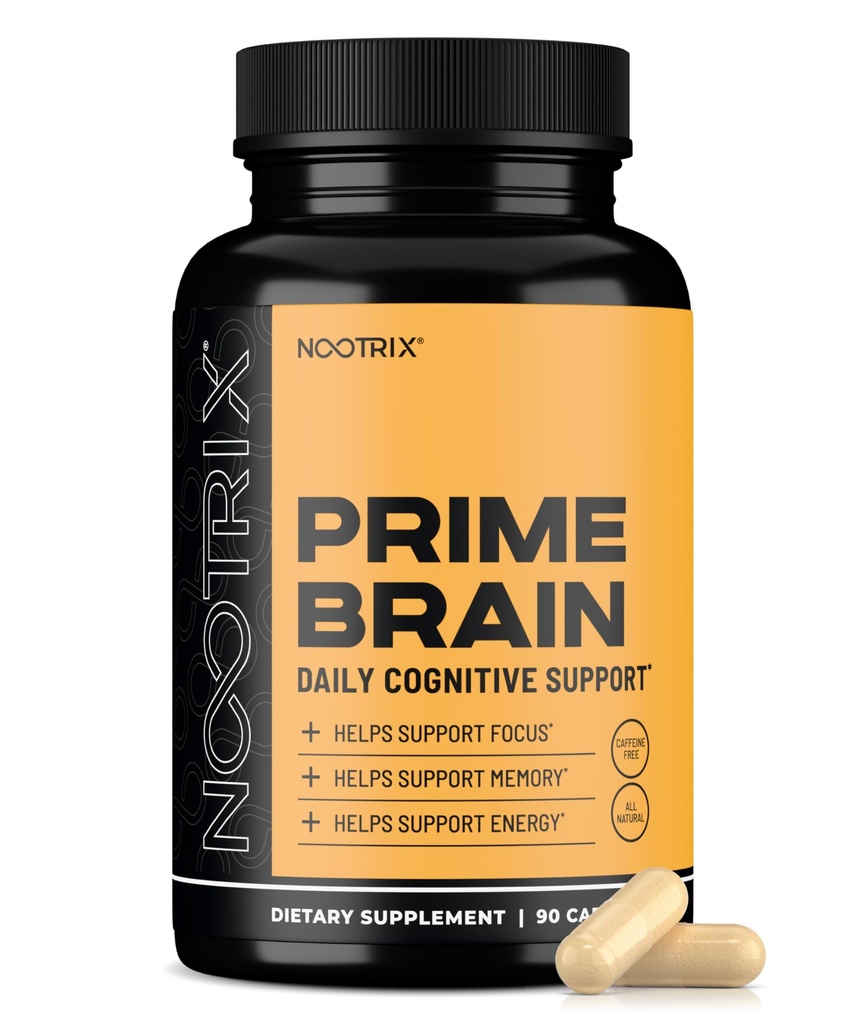 Nootrix Prime Brain Nootropic Supplemento | Supporta memoria, messa a fuoco mentale, salute cognitiva & energia | Promuove sana Mood & Brain Funzione | Ginkgo Biloba, Lion's Mane & L Theanine | 90 capsule