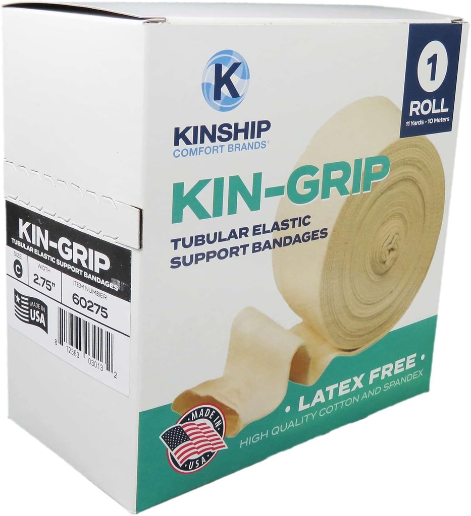 KinGrip Tubular Elastische Unterstützung Bandagen von Kinship Comfort Marken Tubular Bandage schützt fragile Haut Latex-freie Wund Pflege für Edema und Lymphedema Unterstützung | Made in USA | Größe C 2.75”x10 MTR