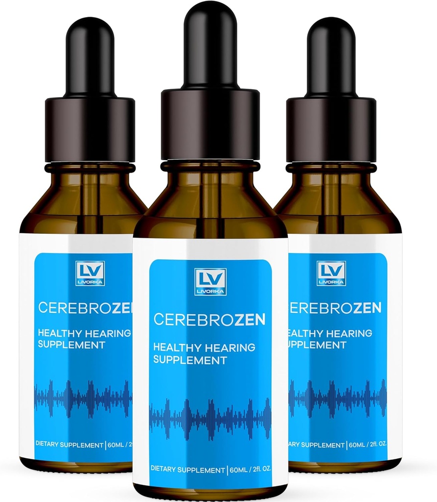 3 Pack - Cerebrozen Ear Drops - Cerebrozen, Cerebrozen 24, Cerebrozen 360 Hearing Support, Cerebrozen Drops, Cerebrozen Liquid, Cerebrozen Drops for Ears, 3 bottiglie per 3 mesi