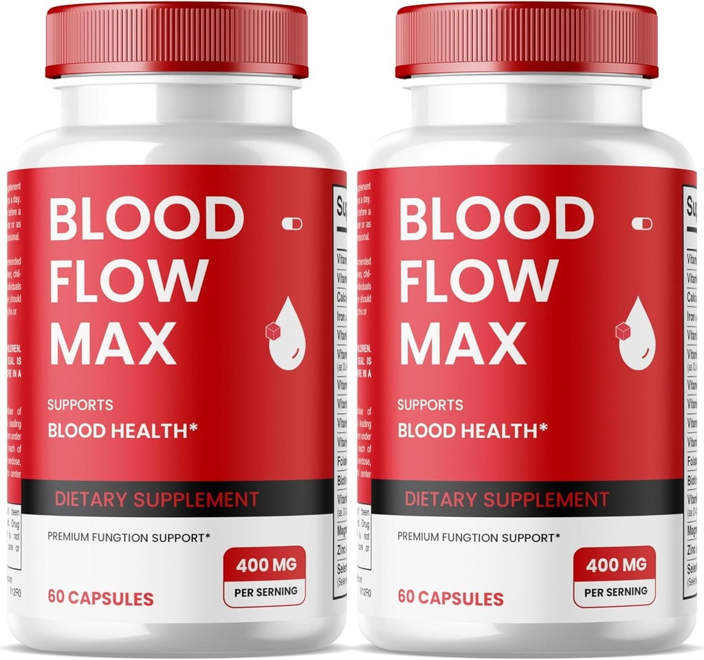 Blutfluss Max Kapseln, Blutfluss Max Advanced Formel Blut Unterstützung, maximale Stärke Ergänzung für gesunde Blutzirkulation, Alle natürlichen Vitamin Pillen für allgemeine Wellness - 2 Pack