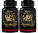 FREZZOR Super Reds Capsule con UAF1000+, All-Natural New Zealand Red Superfood Energy, Essential Red Fruits Veggies & Beets, Antiossidanti, Enzimi, Integratori Energetici, 180 Capsule, 2 Bottiglie