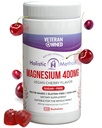 Gommies de citrate de magnésium - Sans sucre, végétalien et non-OGM pour mieux dormir et se détendre - Pas d'alcool sucré - Supplément de magnésium pour adultes, adolescents et enfants - Cerise - 120 Chews