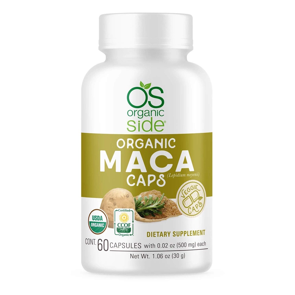 Lato organico | Capsule Maca | Certificato USDA Organico, Non OGM, Vegan | 60 capsule per l'energia | Equilibrio dell'ormone e Vitalità | Integratore naturale