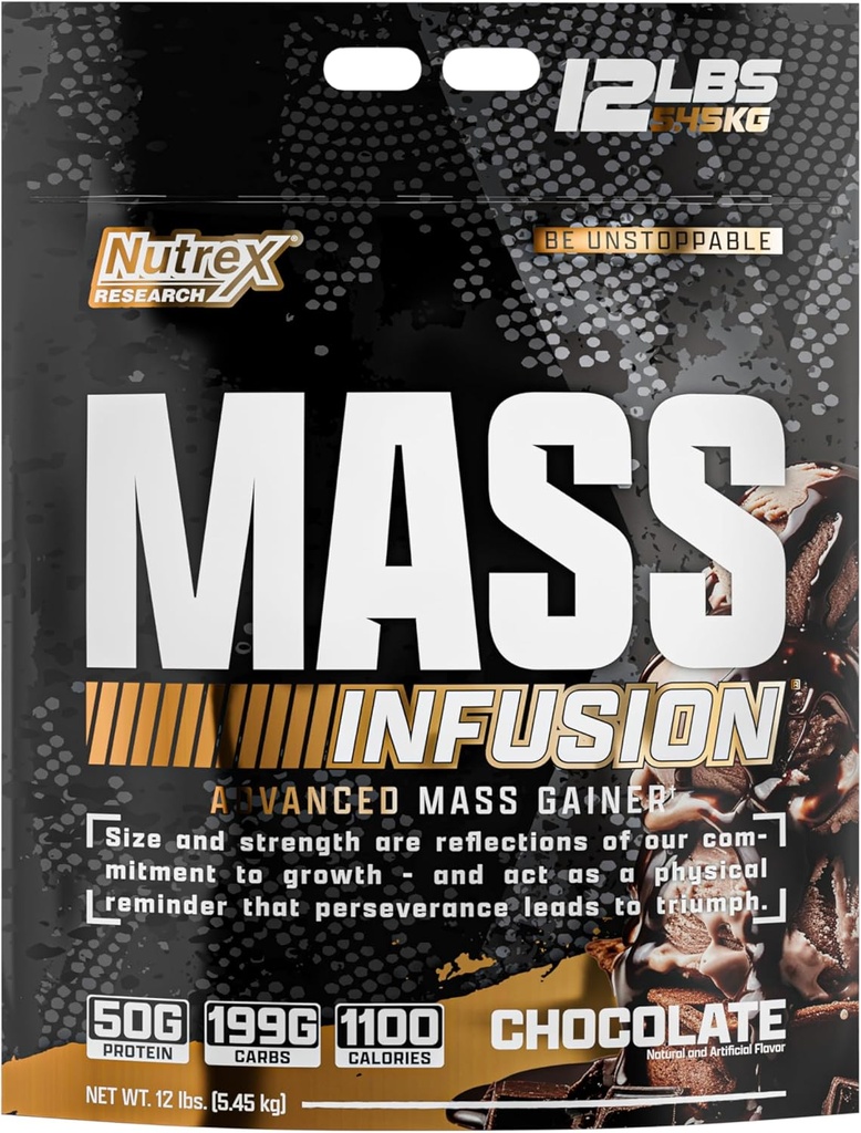 Nutrex Mass Infusion Chocolate Advanced Mass Gainer Protéines Poudre de 100% Whey Weight Gainer Shake