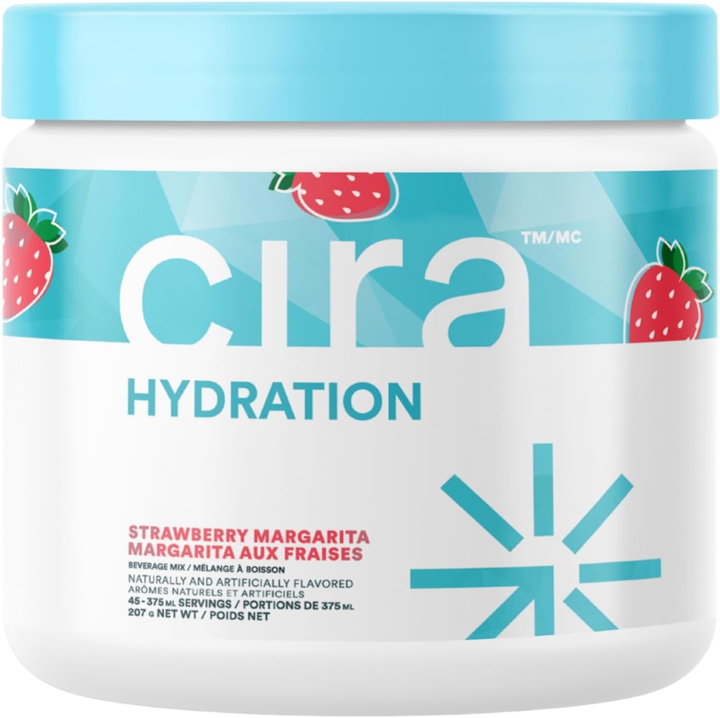 Cira Hydration Powder (45 Servierungen) - Elektrolyt-Getränk-Mix mit Himalaya Salz für Dehydration Relief und Erholung - Erdbeer Margarita