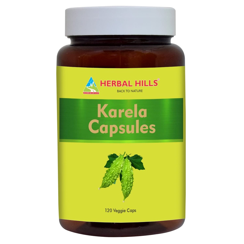 HERBAL HILLS Bitter Melon/Bitter Gourd/Karela Capsule (Momordica Charantia) | 120 Count (900 mg) | Best for Eye & Skin Health