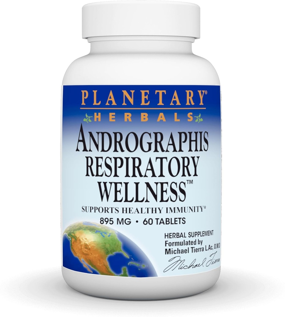 PLANETAR HERBALS Andrographis Respiratory Wellness Nahrungsergänzung, 60 Zähler