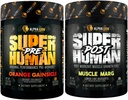 ALPHA LION Superhuman Pre Workout Powder & Post Workout Recovery Bundle, Sustain Energy & Focus + Lean Muscle Growth, Strength & Volume (Hulk Juice & Gainy Smith Apple)