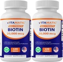 Vitamatic High Potency Biotin 20000 mcg (20mg) mit Keratin 100mg - 120 vegetarische Tablets - Biotin-Ergänzungen für gesünde Haarhaut & Nägel für Erwachsene (120 Count (Pack von 2))