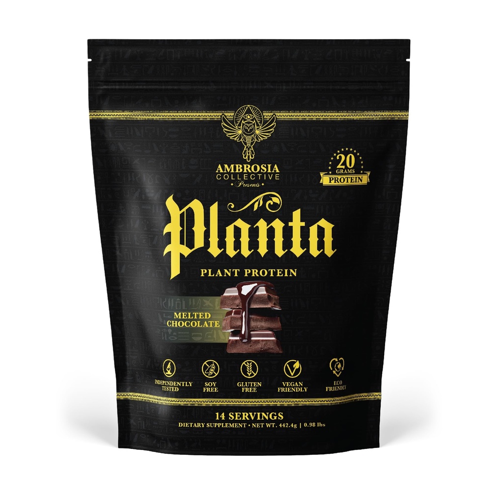 Ambrosia Planta - Premium Pflanzen-basiertes Protein | Vegan & Keto Friendly | Gourmet Flavors mit No Bloating oder Stomach Upset | Nein Hinzugefügt Zucker | 14 Servierungen | (Melted Chocolate)
