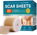 Feuilles de cicatrices en silicone, ruban de cicatrices en silicone (1.6"x 120" Roll-300CM), ruban de silicone pour cicatrices, ruban de cicatrices pour cicatrices chirurgicales, bandes de cicatrices en silicone pour la section C, tummy tuck, kéloïde et cicatrices chirurgicales