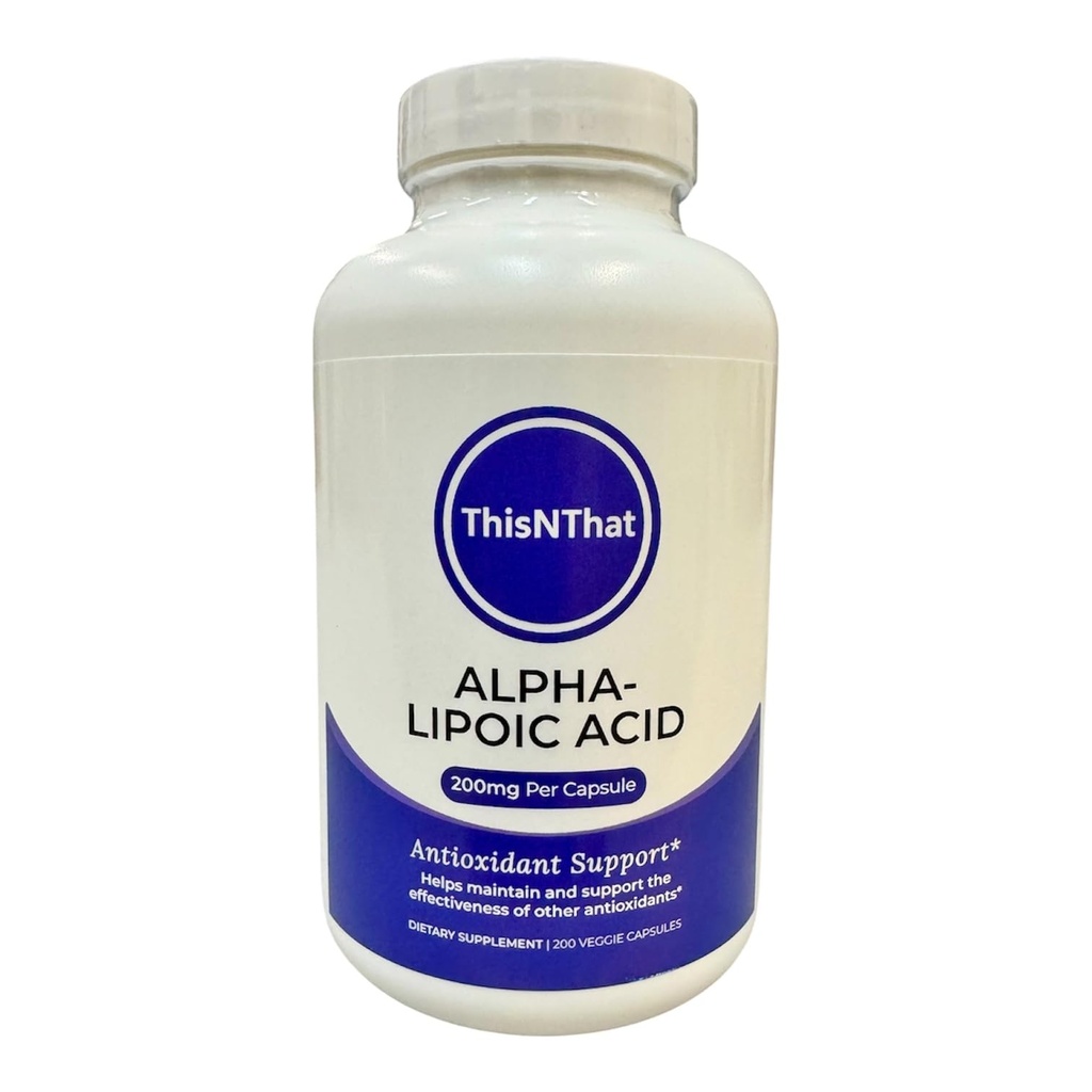 ThisNthat Nutritional Supplement Support Bundle: (2) 200mg 100 ct Flaschen Alpha Lipoic Acid Tip Card