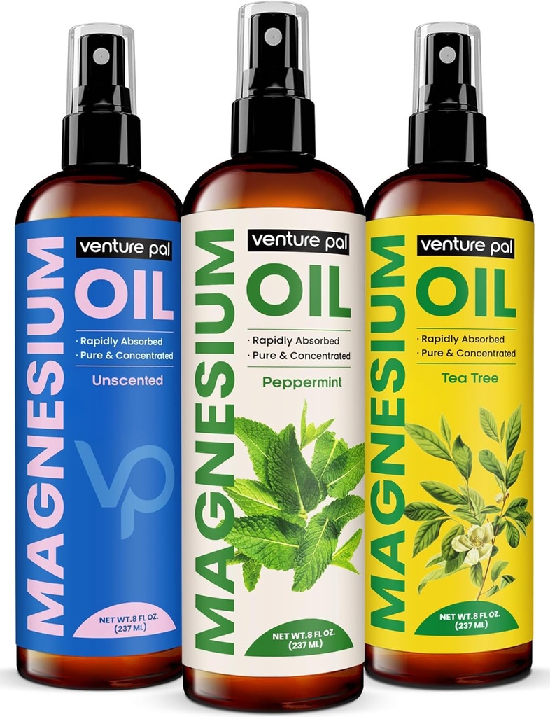 Venture Pal 100% reines Magnesium Öl Spray mit Pfefferminz, schnelle Absorption, Weniger Sting, Ultra-Soothing für Schlaf & Muskelentspannung, Sieben (Big 8 oz) Mineralien