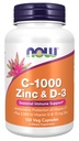 Maintenant Suppléments, C-1000 Zinc & D-3, support immunitaire saisonnier*, 100 capsules de légumes