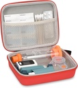 Hard Travel Case für Asthma Inhaler und Zubehör, mit Mesh Tasche für Medizin, Rot