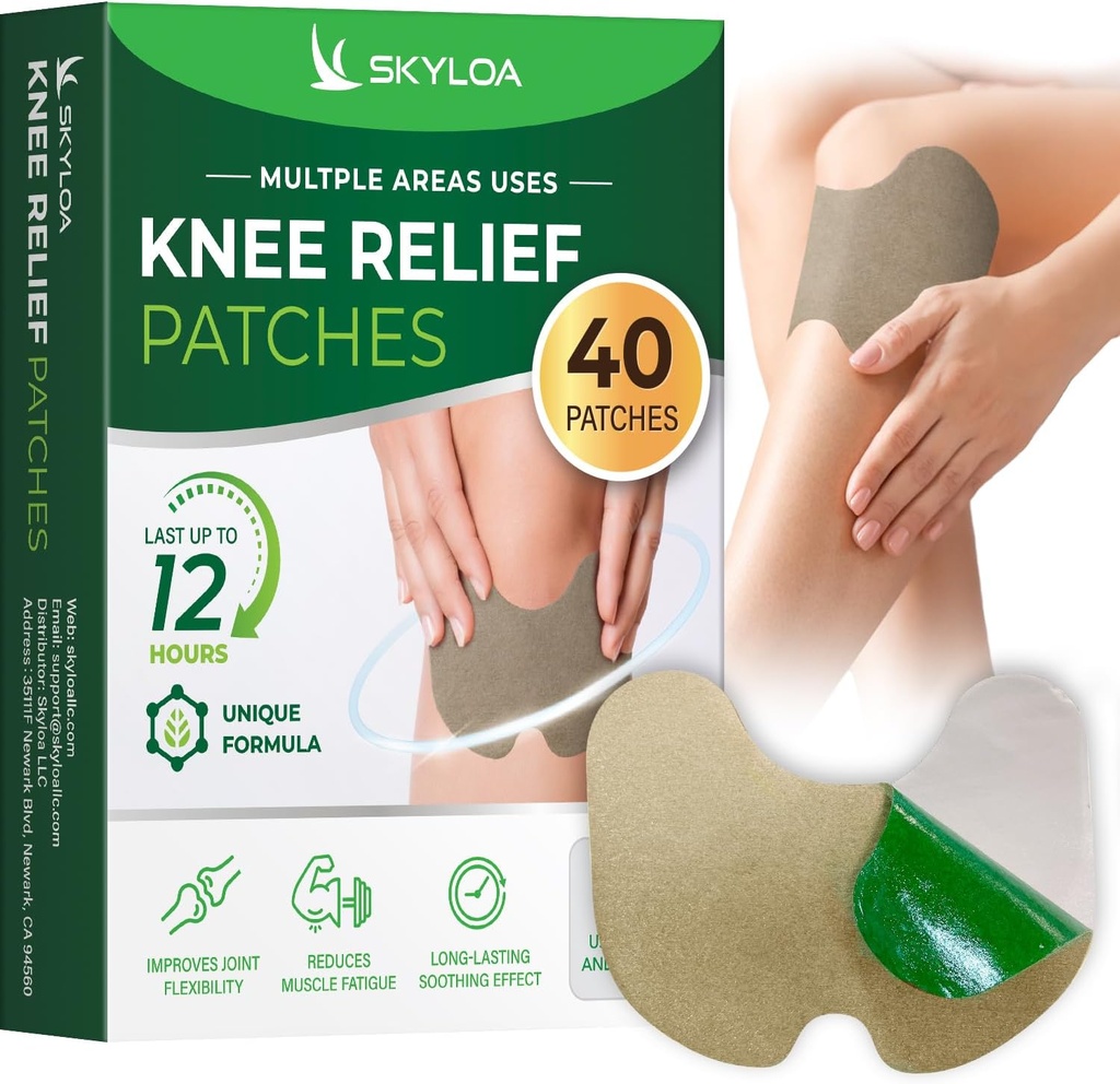 Knie-Relief-Patches, Knie-Patches, Wärme-Patches für Gelenk Rücken Schultern Hals, Kräuter-Patches für Knie, Wormwood-Extrakt-Aufkleber für Knie, Lang anhaltendes Relief für Muskel, Bis zu 12 Hrs | 40 Count