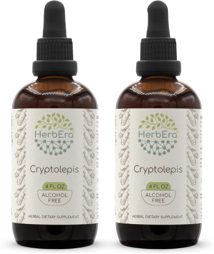 HerbEra Cryptolepis B120(2pcs) Alcohol-Free Herbal Extract Tincture, Super-Concentrated Wildcrafted Cryptolepis (Cryptolepis Sanguinolenta) Dried Root (2x4 fl oz)