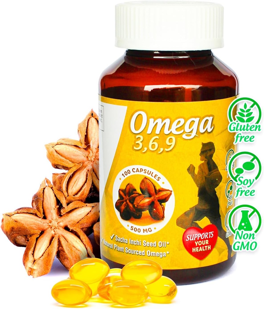 Sikyriah Omega 3, 6 e 9 capsule di softgel l 100% puro Sacha Inchi olio l 3000mg al giorno l Integratore a base vegetale l Odorless acidi grassi essenziali Fonte l Non-OGM l