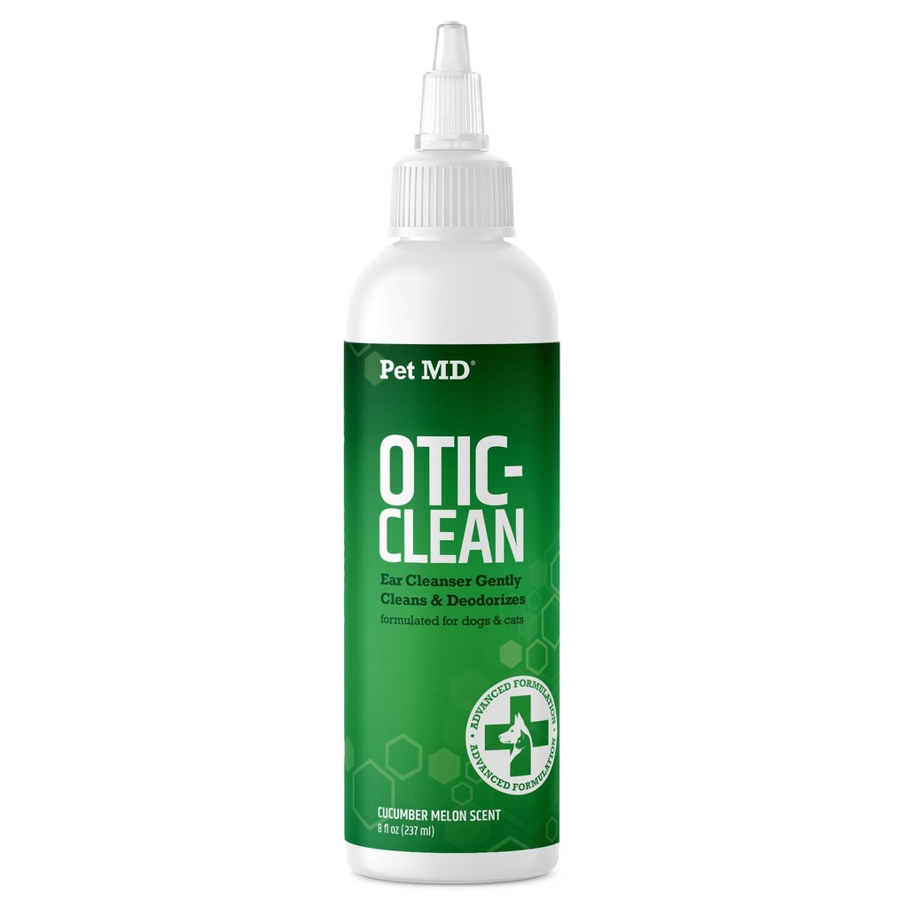 Pet MD Otic Clean Dog Ear Clean Nettoyant pour les chats et les chiens - efficace contre les infections causées par les infections, les démangeaisons et les contrôles Oreille - 8 oz (Cucumber Melon)