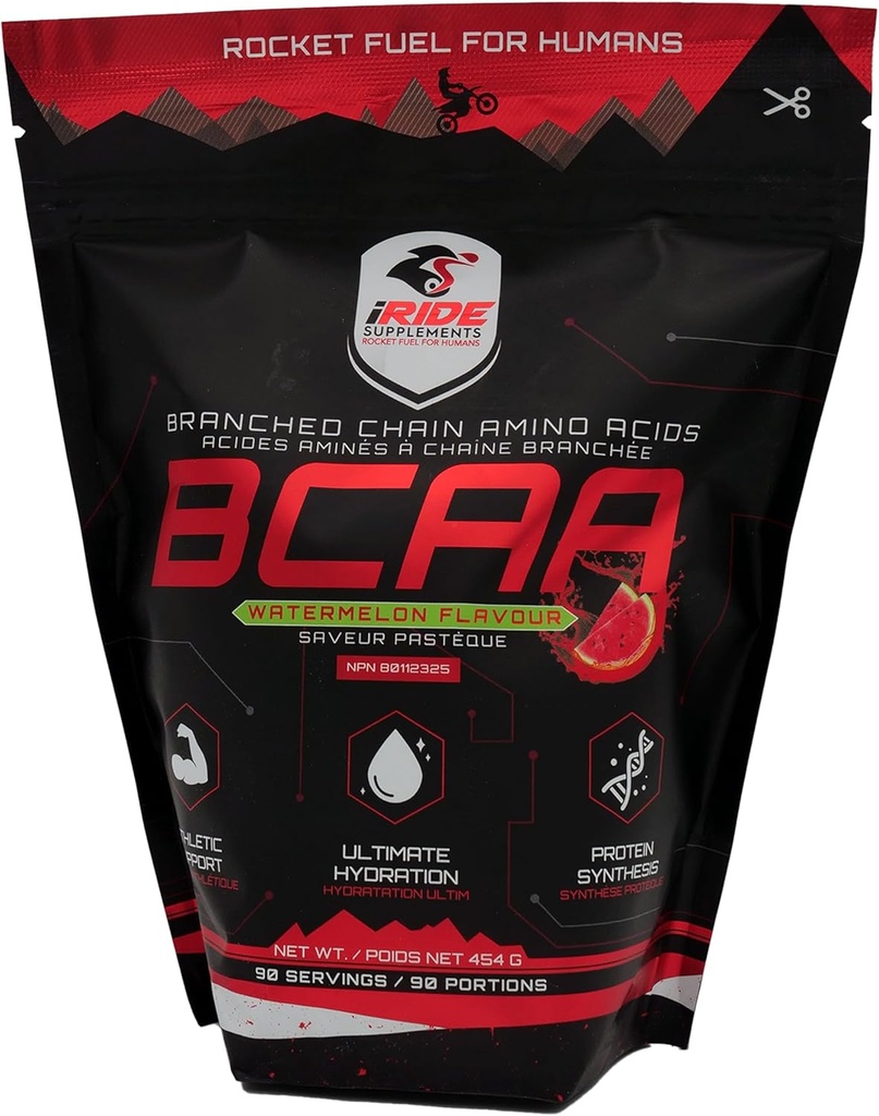 Acides aminés à chaîne ramifiée BCAA Poudre de protéines, saveur de pastèque - Idéal pour l'hydratation, stimule l'énergie, la performance améliorée, l'endurance et le métabolisme - Soutiens aux athlètes-90 portions