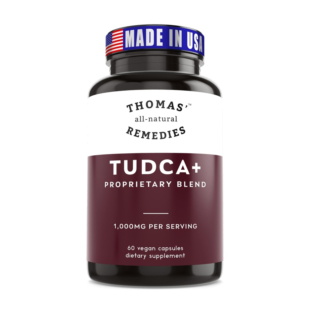 Thomas' tous-naturel Remèdes Tudca 500mg (1000mg par portion), 60 Capsules- Acide Tauroursodeoxycholique, Supplément de soutien du foie- Végétalien, Non-OGM, Pas de Capsules de remplissage