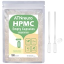 Formato 0 Capsule Vegan Vuoti con 2 Micro Spoons - 100 Conte Empty Capsule Vegetariani - Capsule Pillole Vuote per Integratori In Polvere