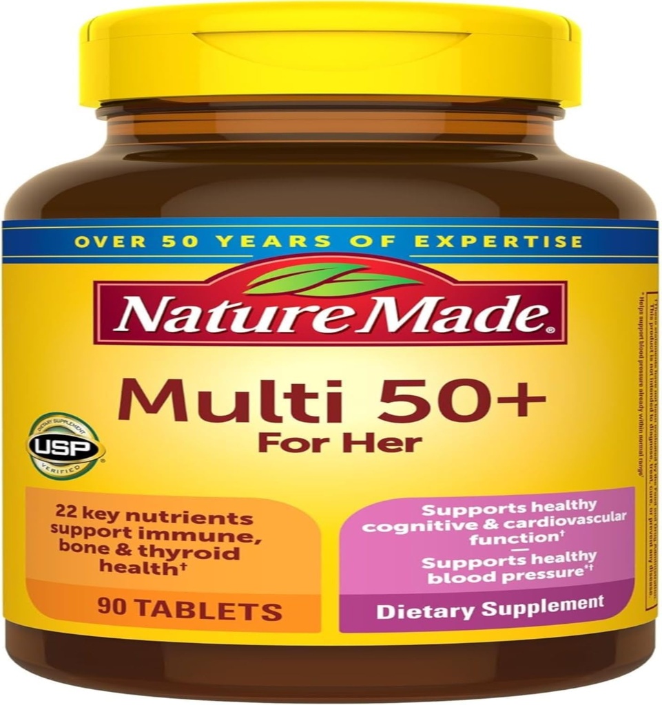 Tavole Multivitamin 50+ per donna con vitamina D, 90 conteggio per il supporto nutrizionale giornaliero