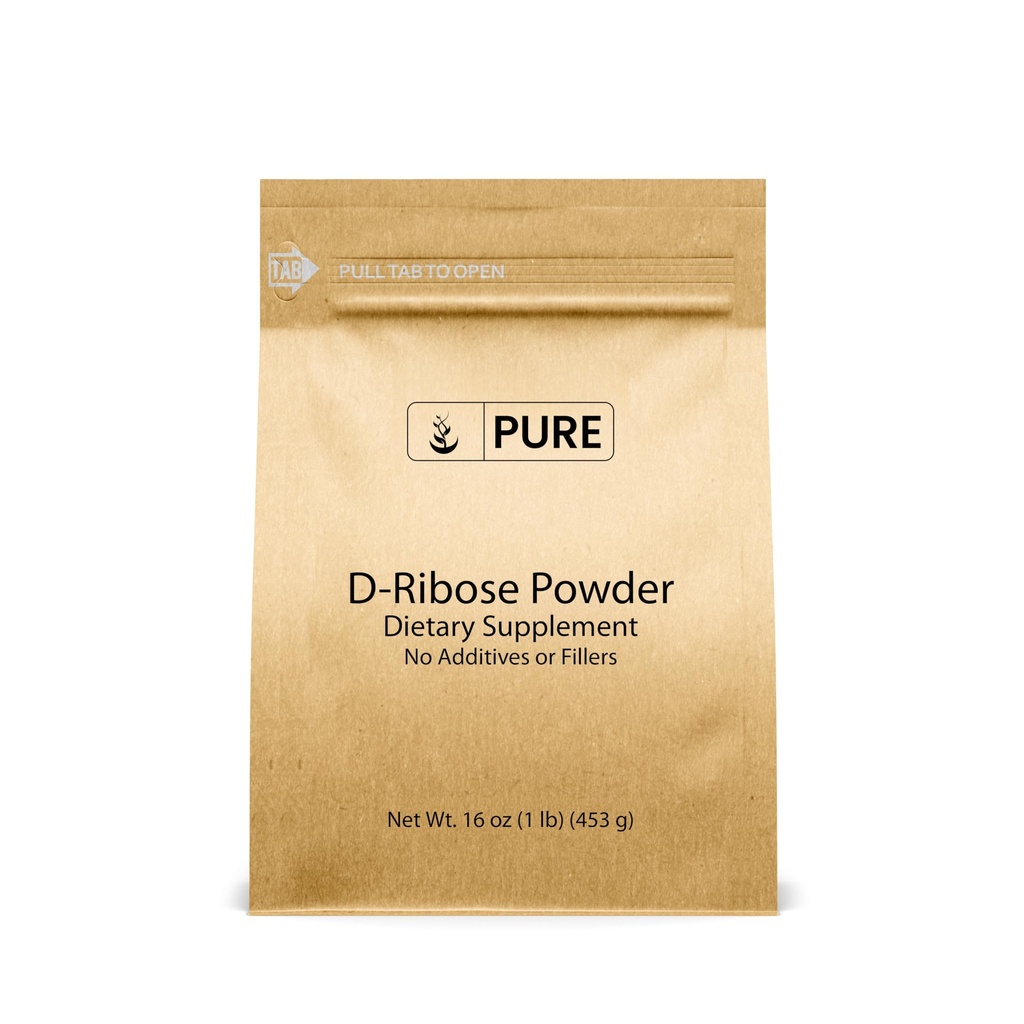 Ingrédients originaux purs D-Ribose (1lb) Supplément nutritionnel, Non-OGM, Sans gluten, Sans aromatisé